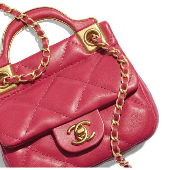 Chanel 21A Pink Mini Flap Card Holder With Chain Handle Shoulder Crossbody Bag - Picture 5 of 12
